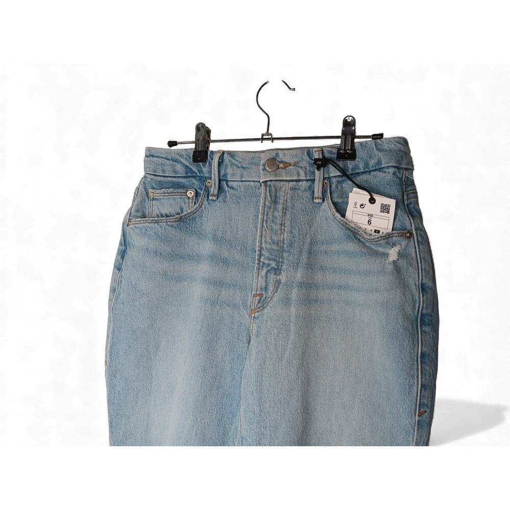 New with Tags Good American x Zara Ripped Classic Slim Jeans Light Wash Size 6 - Picture 5 of 15